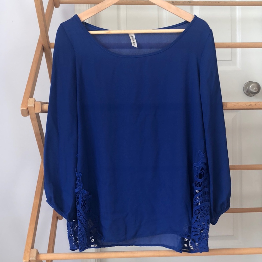 BRAND NEW solid crochet chiffon blouse